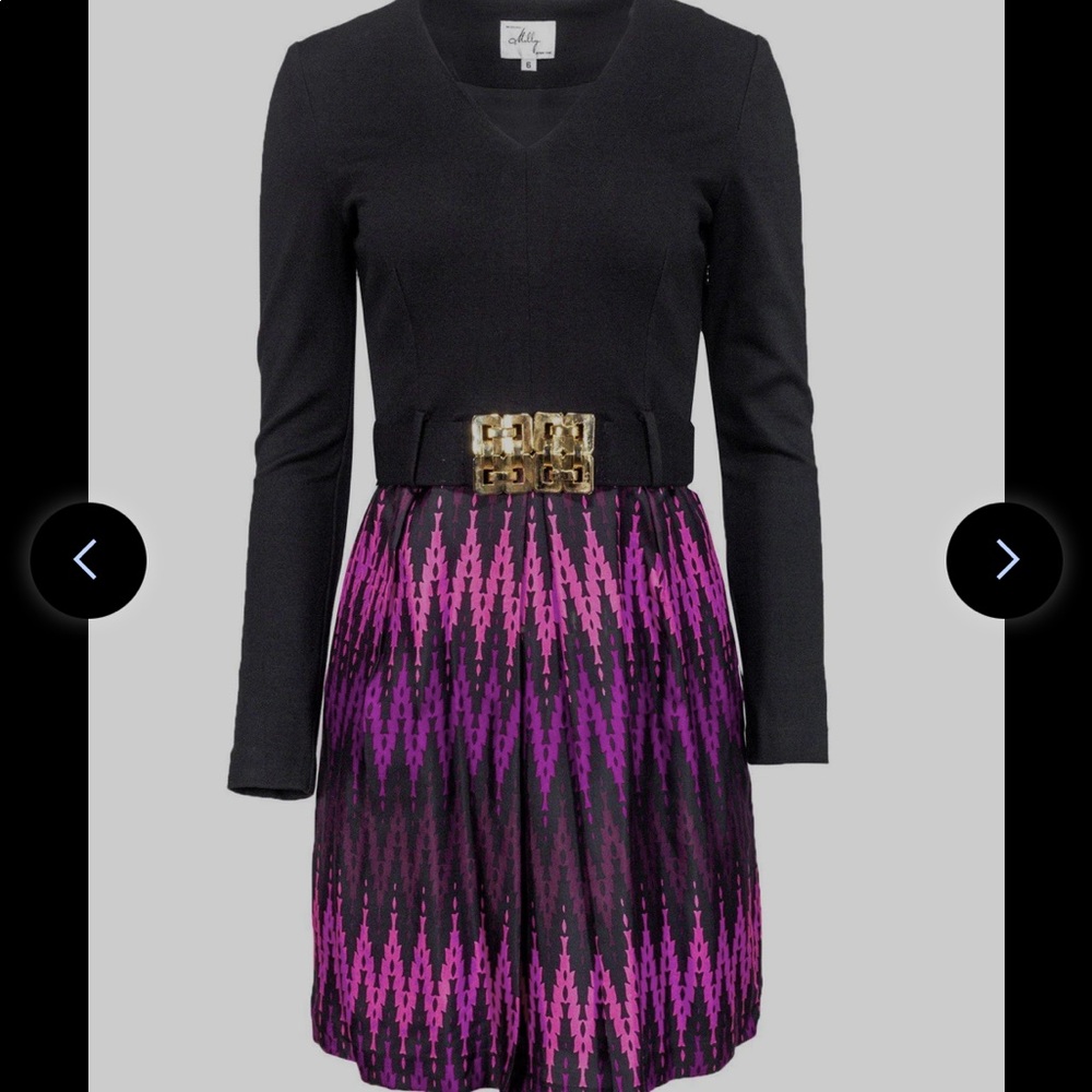 Milly retro black and pink silk dress size 8